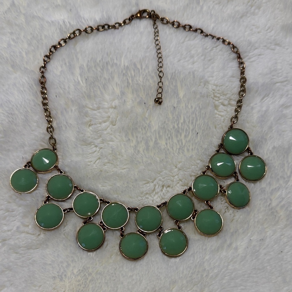 Elegant Green Statement Necklace 9.5 inch long